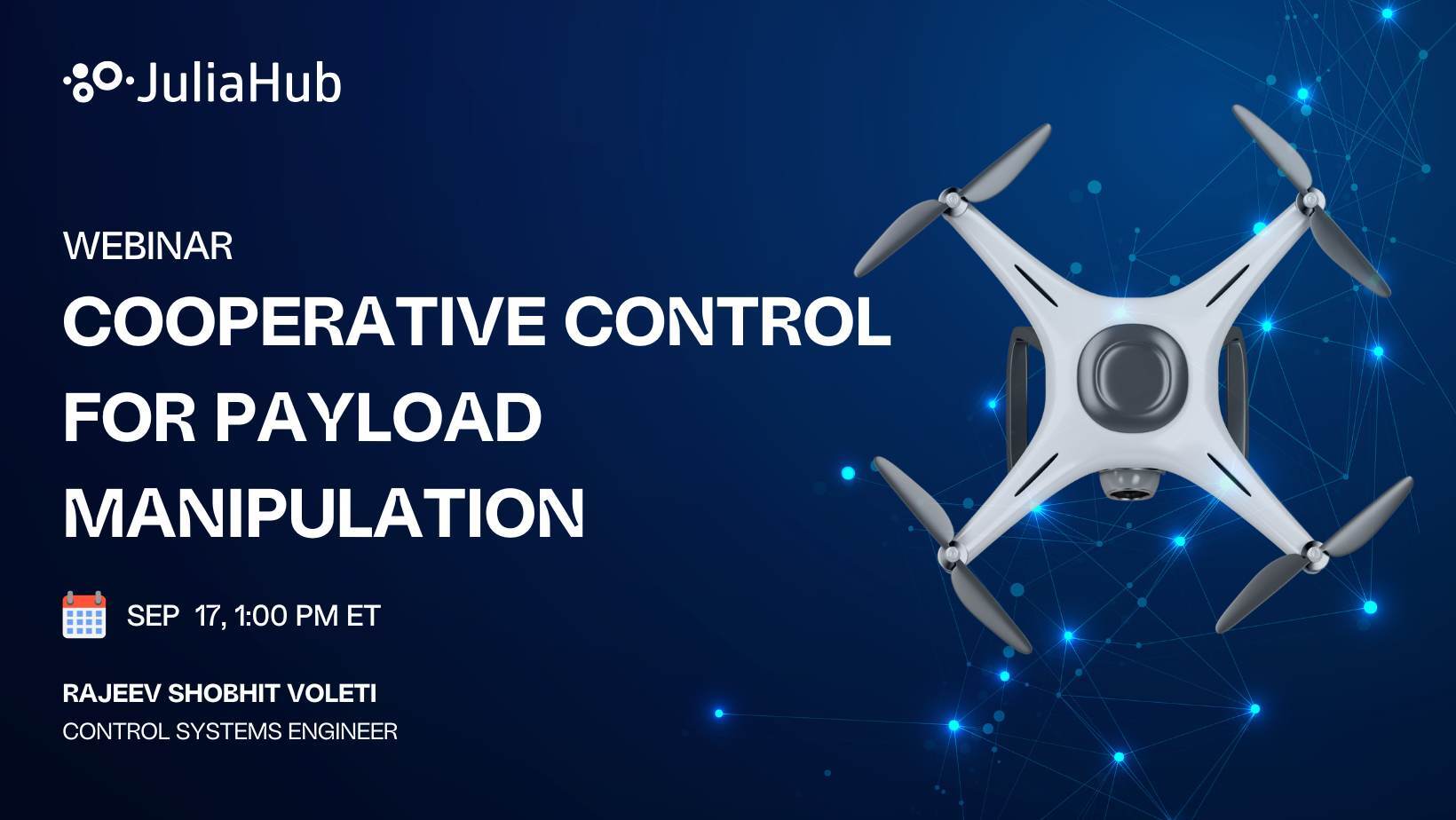 Dual quadrotors simulate cooperative payload control along a set trajectory.