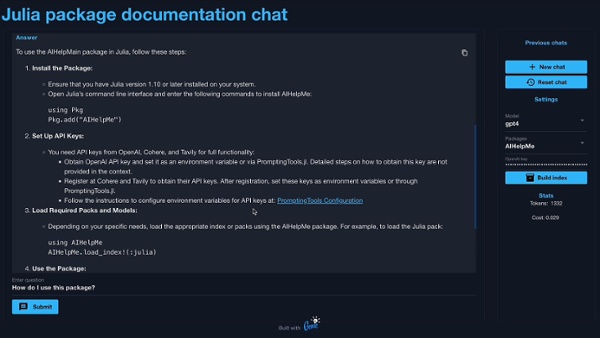 JuliaHub - Genie Builder - AI Chat w/ Julia Package Docs